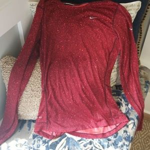 Nike running dry-fit red long sleeve top